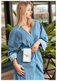 Компактна сумка кроссбоді з ремінцем на пояс з білої шкіри BlankNote Mini (12807)