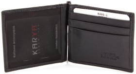 Практичный зажим для купюр из черной кожи с монетницей KARYA (0455-1)