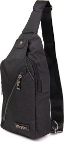 Вместительная сумка-слинг через плечо из плотного текстиля черного цвета Vintage (20555)