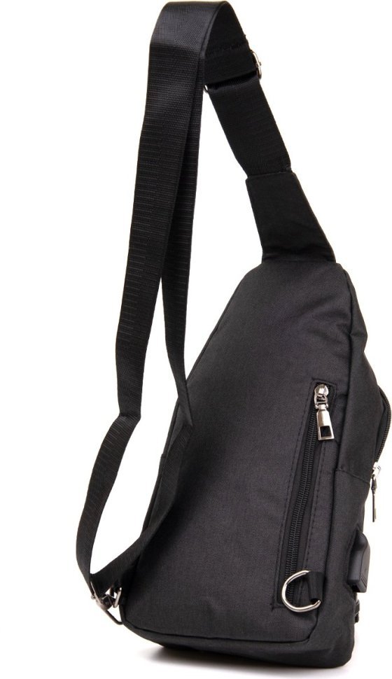 Містка сумка-слінг через плече з щільного текстилю чорного кольору Vintage (20555)