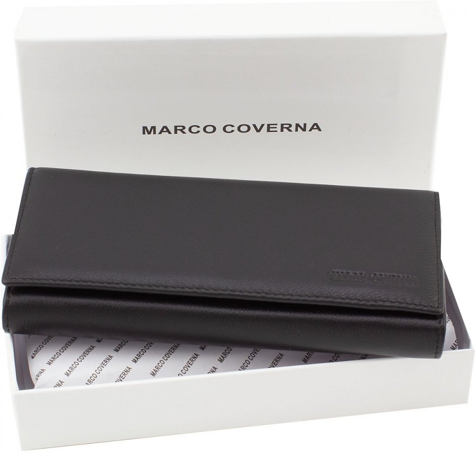 Класичний чорний гаманець для жінок з фіксацією на магнітах - Marco Coverna (17558)