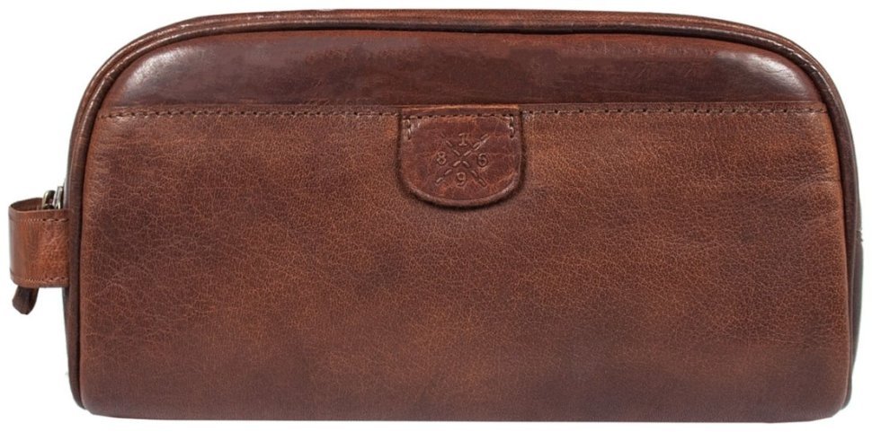 Мужской несессер из гладкой кожи с ручкой для переноса Ashwood T78 Chestnut 94242 коричневого цвета modnotak фото №4