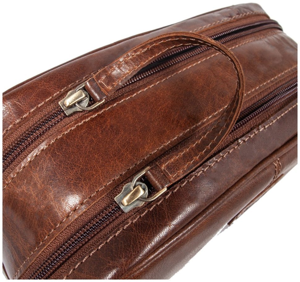 Мужской несессер из гладкой кожи с ручкой для переноса Ashwood T78 Chestnut 94242 коричневого цвета modnotak фото №7