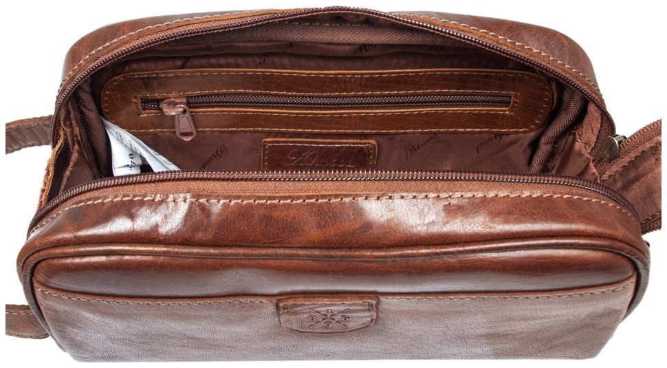 Мужской несессер из гладкой кожи с ручкой для переноса Ashwood T78 Chestnut 94242 коричневого цвета modnotak фото №9