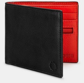 Тонке шкіряне чоловіче портмоне Yoshi (чорний зовні та червоний всередині) 94442