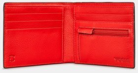 Тонке шкіряне чоловіче портмоне Yoshi (чорний зовні та червоний всередині) 94442