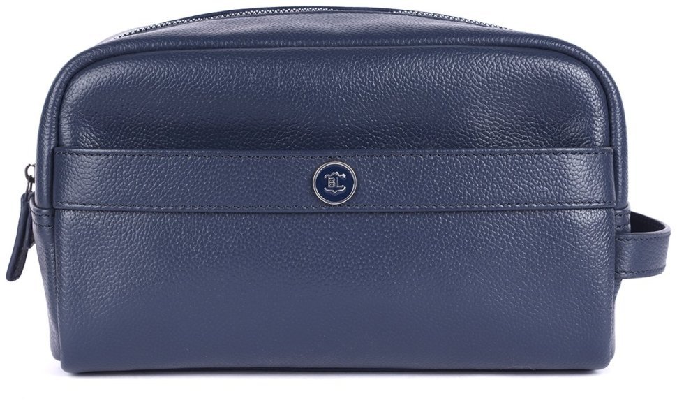 Косметичка для мужчин из натуральной фактурной кожи Brampton London синего цвета 94542 modnotak фото №1