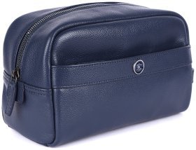 Косметичка для мужчин из натуральной фактурной кожи Brampton London синего цвета 94542