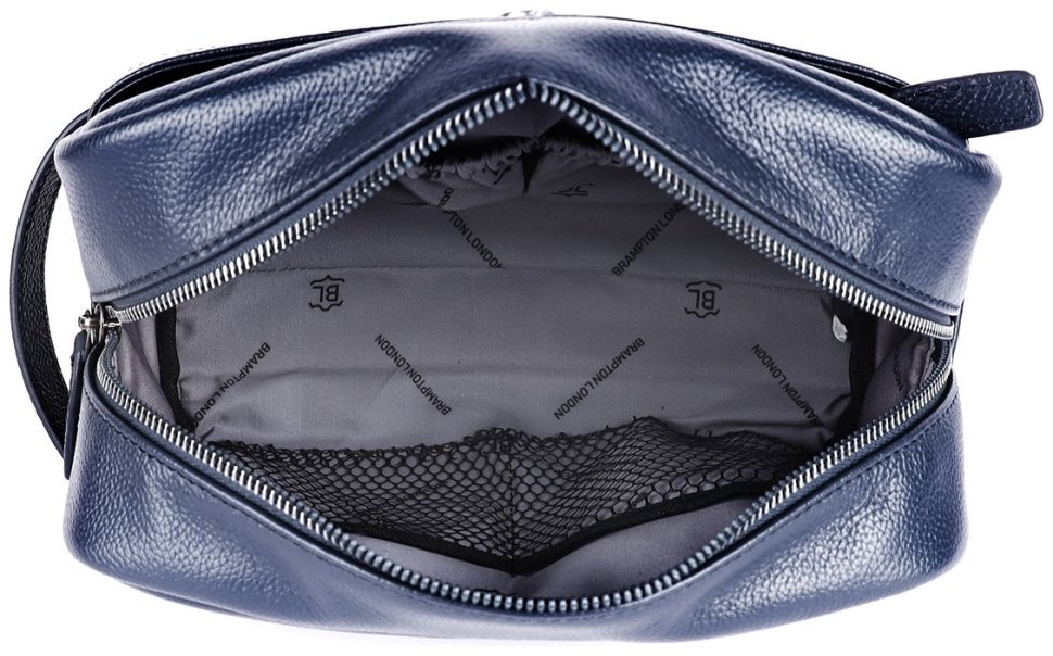 Косметичка для мужчин из натуральной фактурной кожи Brampton London синего цвета 94542 modnotak фото №8