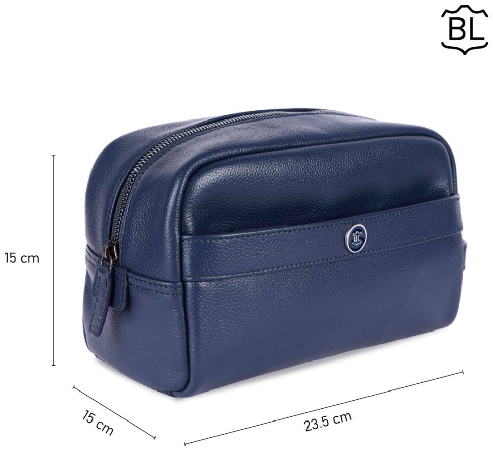 Косметичка для мужчин из натуральной фактурной кожи Brampton London синего цвета 94542 modnotak фото №9