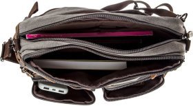 Недорогая серая сумка-трансформер из плотного текстиля Vintage (20145)