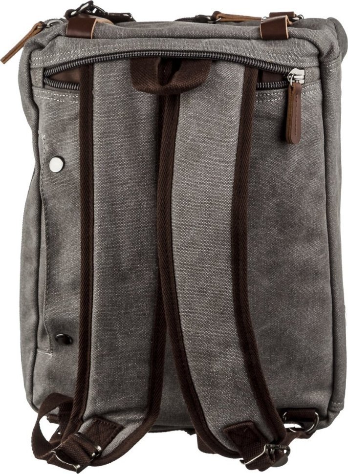 Недорогая серая сумка-трансформер из плотного текстиля Vintage (20145)