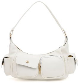 Вместительная женская сумка из кожзама белого цвета Monsen 94642