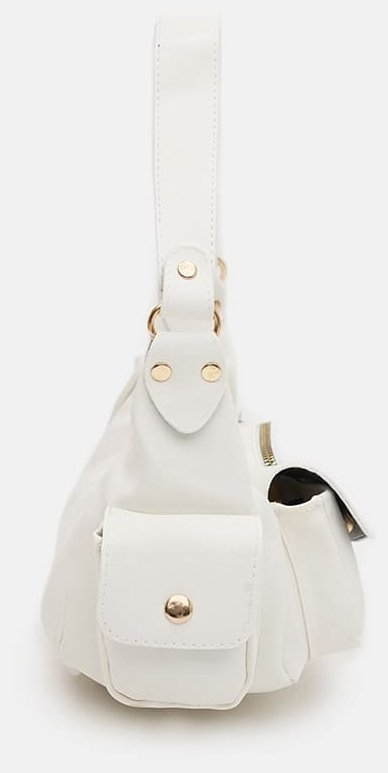 Вместительная женская сумка из кожзама белого цвета Monsen 94642 modnotak фото №4