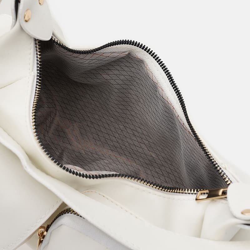 Вместительная женская сумка из кожзама белого цвета Monsen 94642 modnotak фото №5