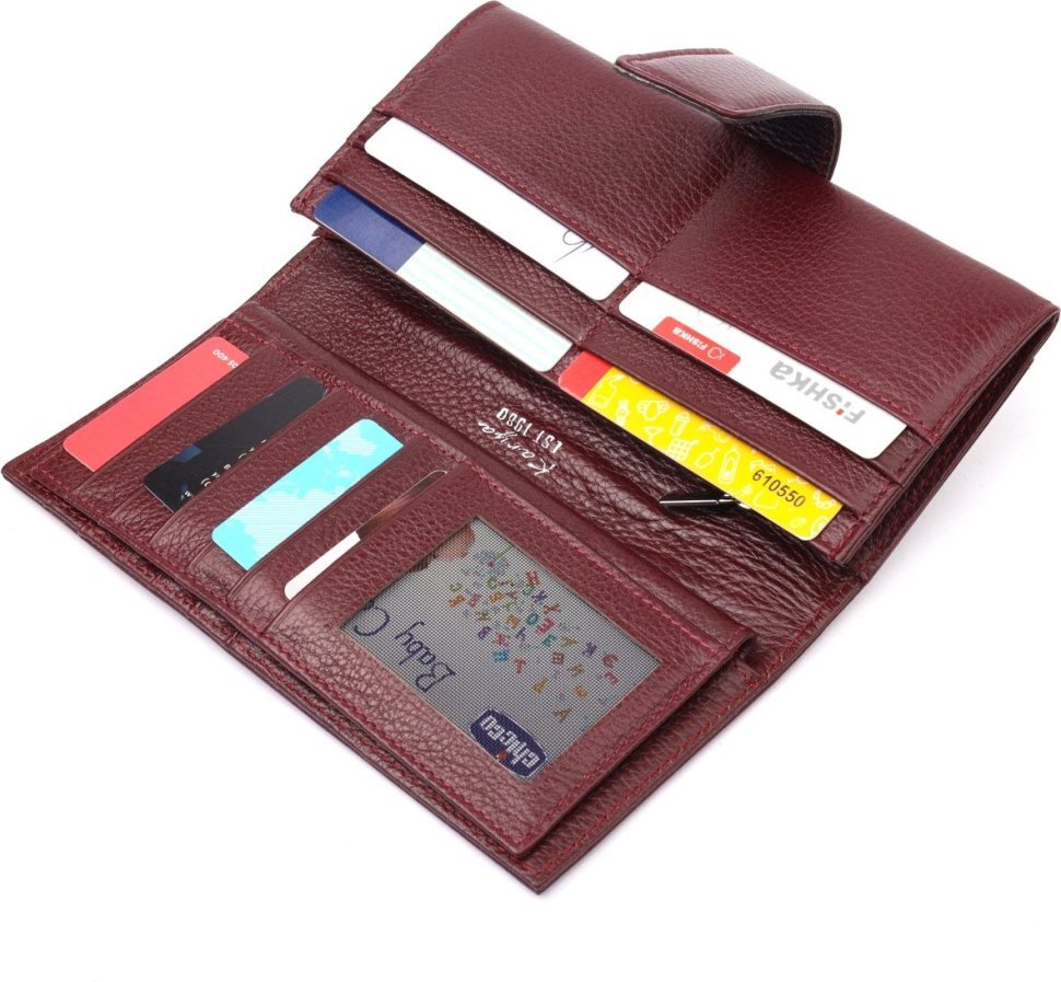 Зручний жіночий гаманець із натуральної шкіри кольору марсала KARYA (2421028)