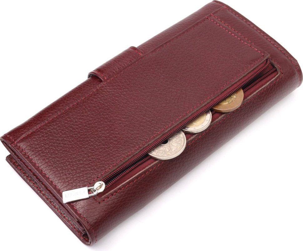 Зручний жіночий гаманець із натуральної шкіри кольору марсала KARYA (2421028)