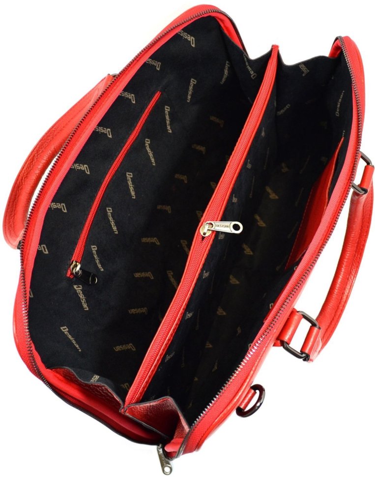 Жіноча ділова сумка червоного кольору з натуральної шкіри Desisan (3032-4)