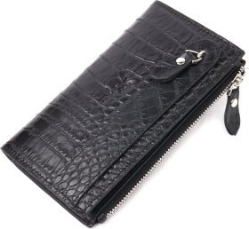 Жіночий шкіряний гаманець подвійного додавання з натуральної шкіри з тисненням під крокодила KARYA (2421128)