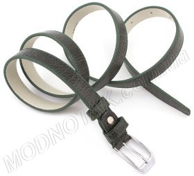 Зелений тонкий ремінь з фактурної шкіри Sergio Torri (20026)