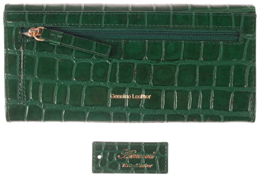 Женский кошелек из фактурной кожи с тиснением под рептилию Ashwood C05 зеленого цвета 95442 modnotak фото №2