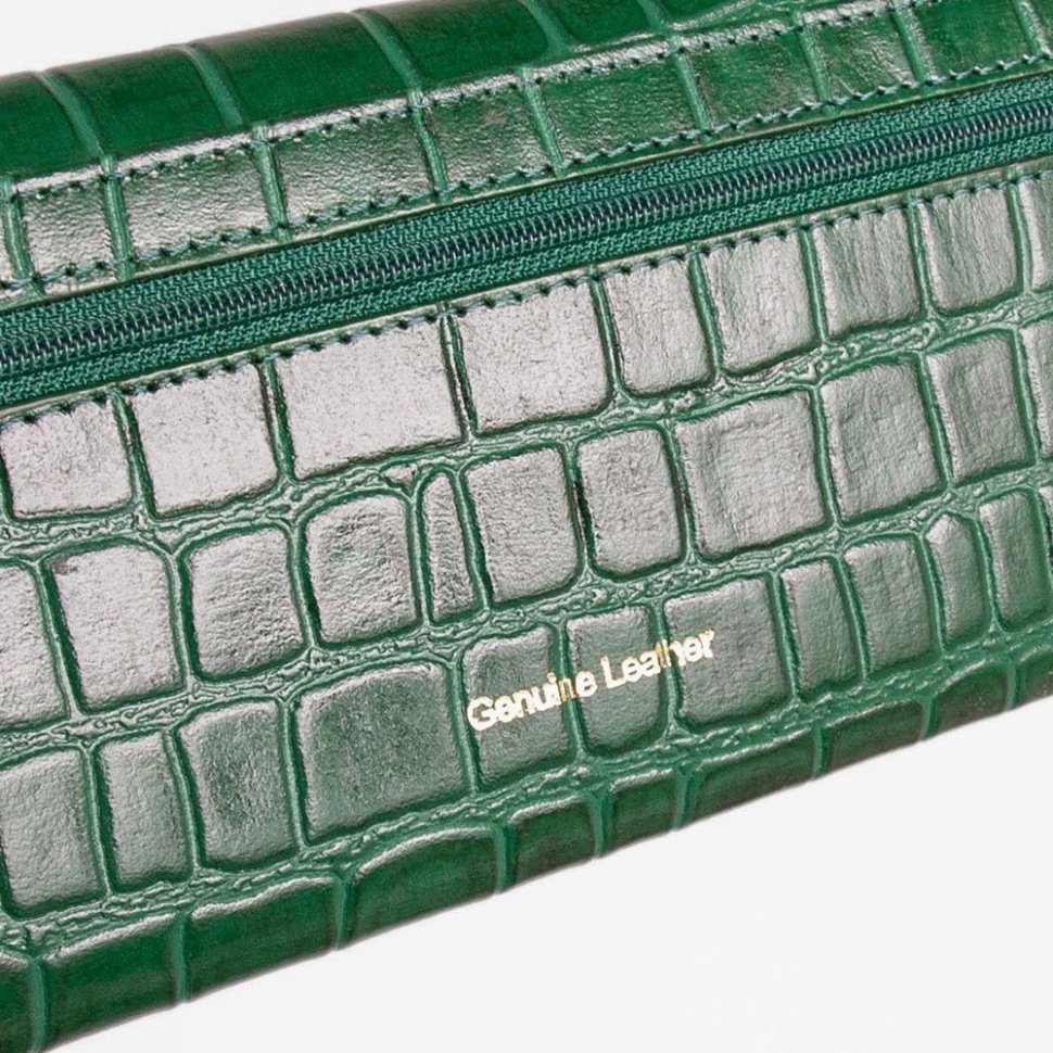 Женский кошелек из фактурной кожи с тиснением под рептилию Ashwood C05 зеленого цвета 95442 modnotak фото №8