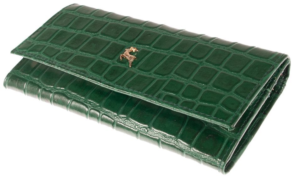 Женский кошелек из фактурной кожи с тиснением под рептилию Ashwood C05 зеленого цвета 95442 modnotak фото №10