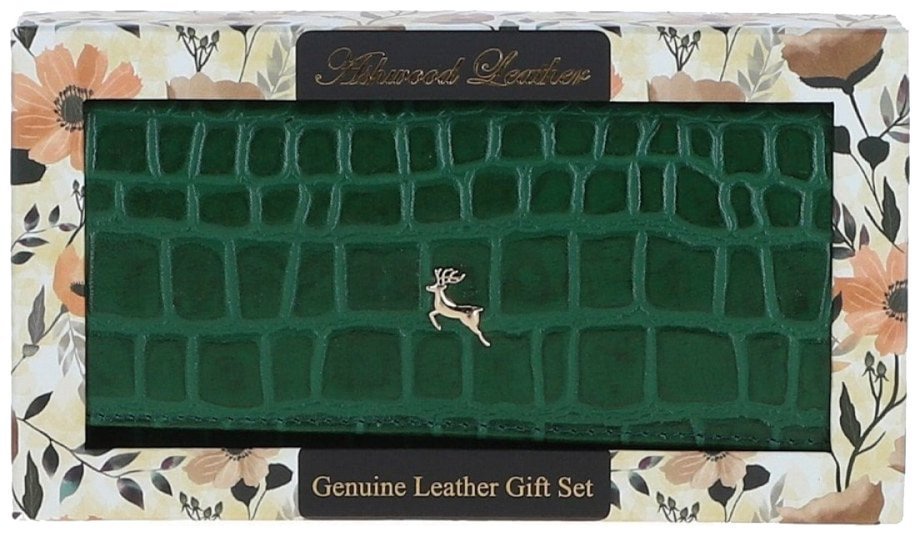 Женский кошелек из фактурной кожи с тиснением под рептилию Ashwood C05 зеленого цвета 95442 modnotak фото №12