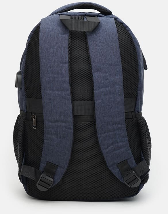 Великий чоловічий рюкзак однотонного синього кольору з текстилю Monsen (21461)