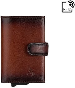 Мужской коричневый кошелек-картхолдер из натуральной кожи с отделом для купюр Visconti (22040)