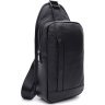 Мужской черный рюкзак-слинг из натуральной кожи флотар Keizer (56042) - 1