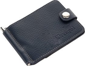 Добротний шкіряний чоловічий зажим для грошей темно-синього кольору SHVIGEL (2416142)