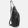 Удобная мужская сумка-слинг из фактурной кожи черного цвета Keizer (56242) - 5