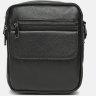 Класична чоловіча сумка на плече із натуральної шкіри чорного кольору на дві блискавки Keizer (21334) - 2