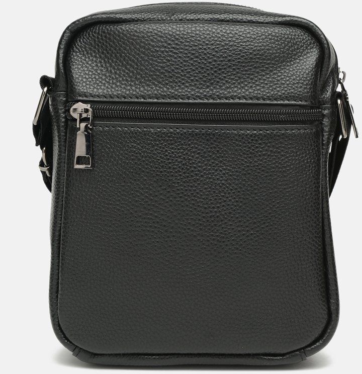 Классическая мужская сумка на плечо из натуральной кожи черного цвета на две молнии Keizer (21334)