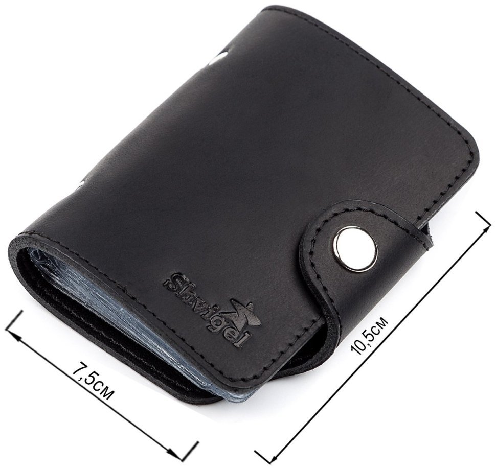 Черная матовая визитница маленького размера из натуральной кожи Shvigel (2413909) modnotak фото №10