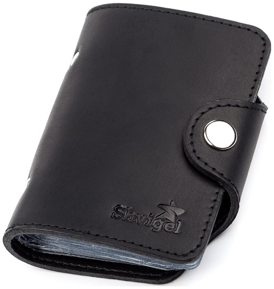 Черная матовая визитница маленького размера из натуральной кожи Shvigel (2413909) modnotak фото №12