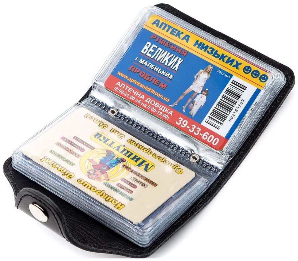 Черная матовая визитница маленького размера из натуральной кожи Shvigel (2413909) modnotak фото №17