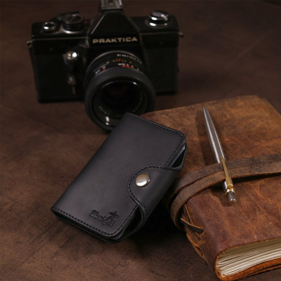 Черная матовая визитница маленького размера из натуральной кожи Shvigel (2413909) modnotak фото №20