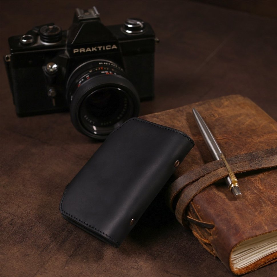 Черная матовая визитница маленького размера из натуральной кожи Shvigel (2413909) modnotak фото №21