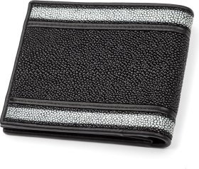 Черное портмоне из зернистой натуральной кожи морского ската STINGRAY LEATHER (024-18068)