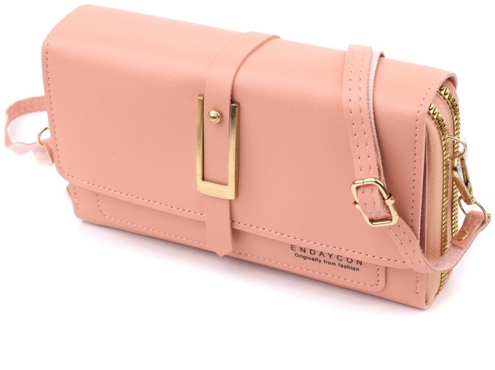 Женская сумка-клатч из качественного кожзама через плечо Vintage розового цвета 96942 modnotak фото №1