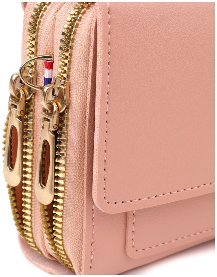 Женская сумка-клатч из качественного кожзама через плечо Vintage розового цвета 96942 modnotak фото №3