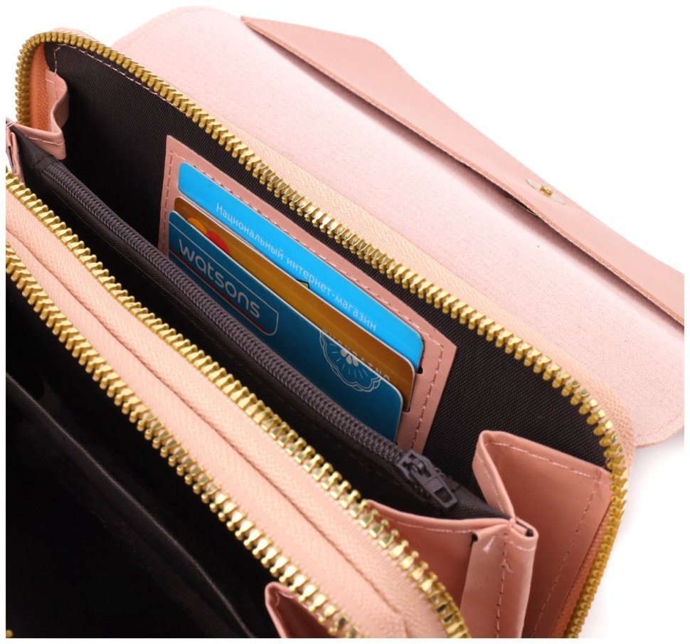 Женская сумка-клатч из качественного кожзама через плечо Vintage розового цвета 96942 modnotak фото №6