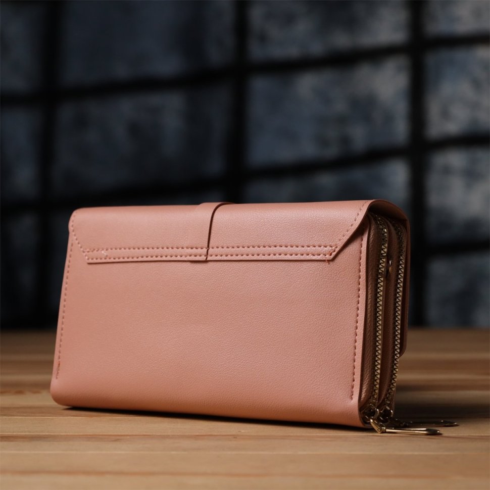 Женская сумка-клатч из качественного кожзама через плечо Vintage розового цвета 96942 modnotak фото №8