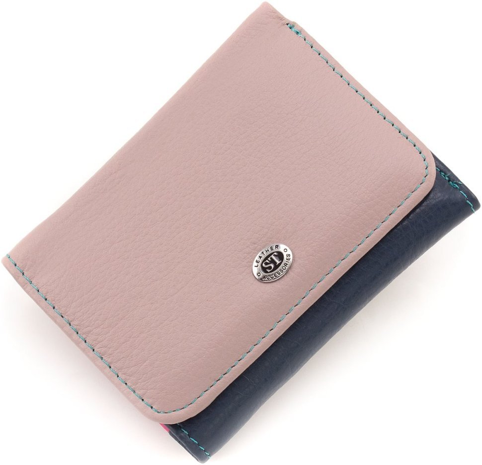 Невеликий жіночий кольоровий гаманець із натуральної шкіри на магніті ST Leather 1767242