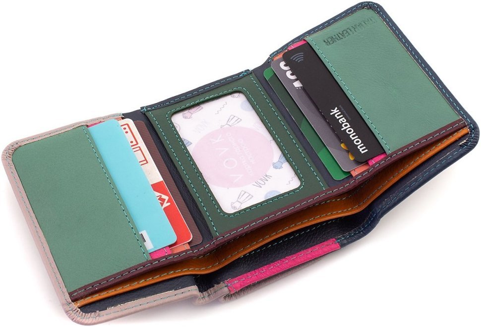 Невеликий жіночий кольоровий гаманець із натуральної шкіри на магніті ST Leather 1767242