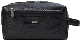 Мужской кожаный несессер с лазерной текстурой черного цвета Desisan 107342