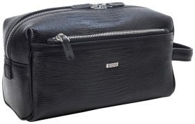 Мужской кожаный несессер с лазерной текстурой черного цвета Desisan 107342