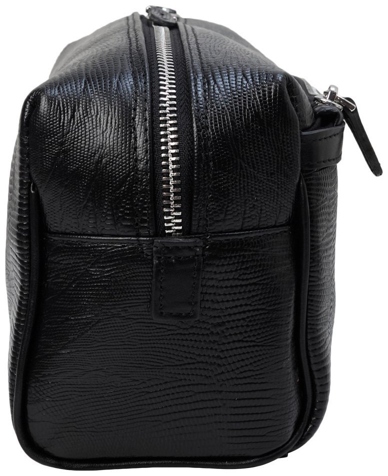 Мужской кожаный несессер с лазерной текстурой черного цвета Desisan 107342 modnotak фото №3